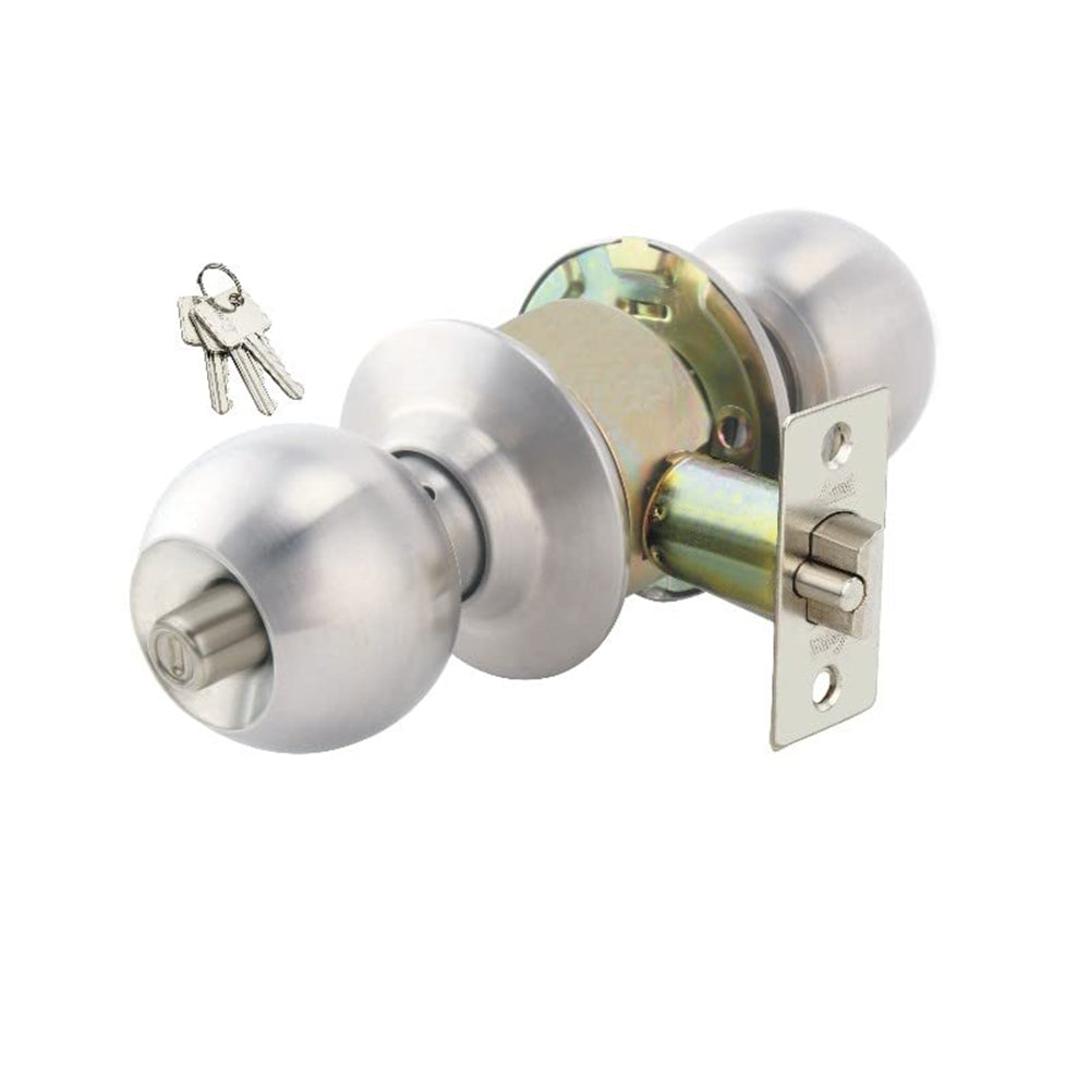 Link Knob Set Economy SS ET, Suitable for Left or Right, Inside & Outside Opening Doors, Stainless Steel Finish Lock for Home & Office Door (Silver, Pack of 1)