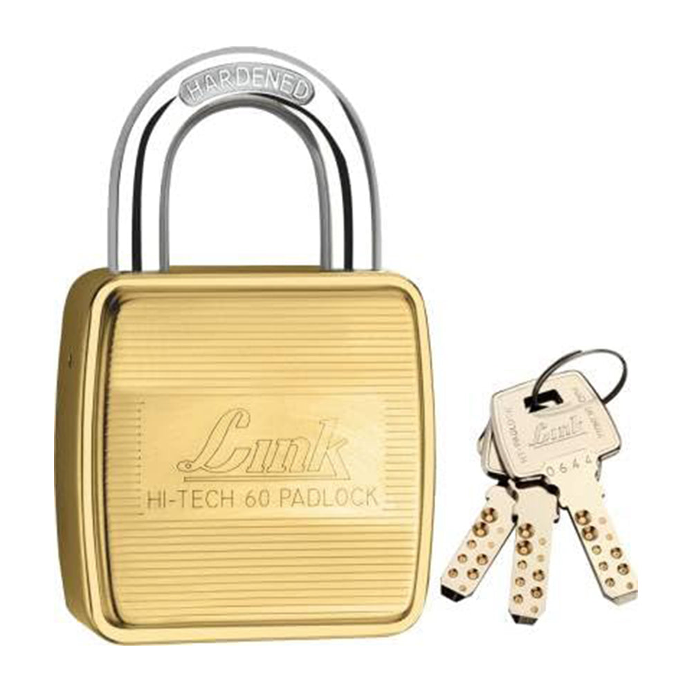 Link HT 60MM Brass Lock with 3 hi-tech Keys | Locks for Home | Lock and Key | (Pack of 1)