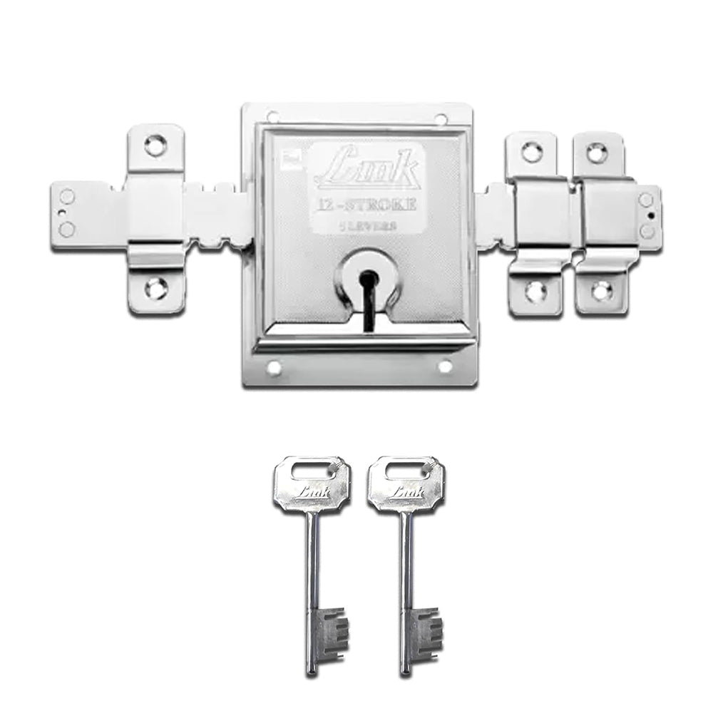 Link 12 Turn Lock with 2 Key Stroke Lever Mechanism (106x135mm) Silver