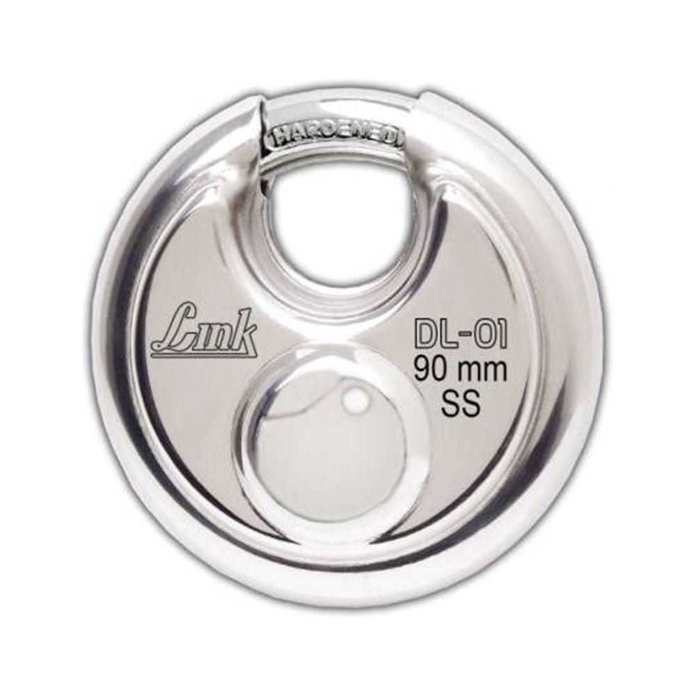 Link Disc Lock 90MM Padlocks | Stainless Steel Body | Hardened Shackle | 3 Silver Keys with Hi-Tech Nickle | Made in India | 3Keys for Each Padlock