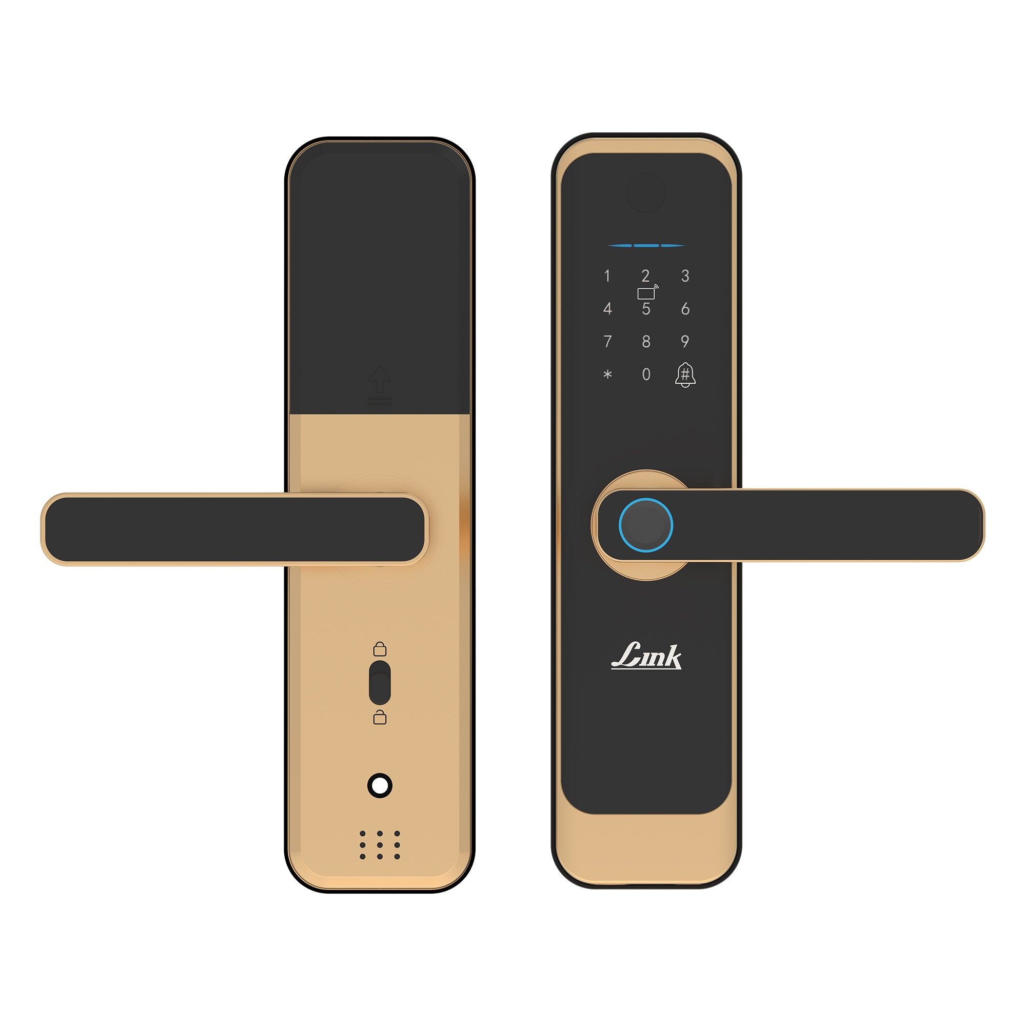 Link Smart Quantum Digital Biometric Door Lock (Mobile app with Wi-Fi, Gold)